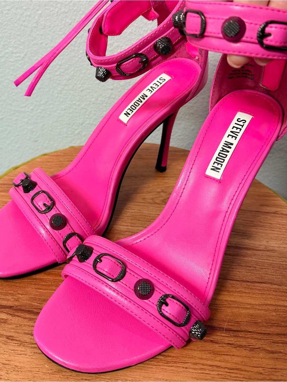 Steve Madden hot pink, studded, stiletto size 8